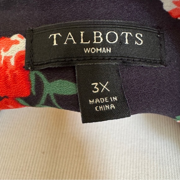 Talbots Woman Floral Sleeveless Top - Black with Red Roses or Raspberries Sz 3X - Picture 6 of 7